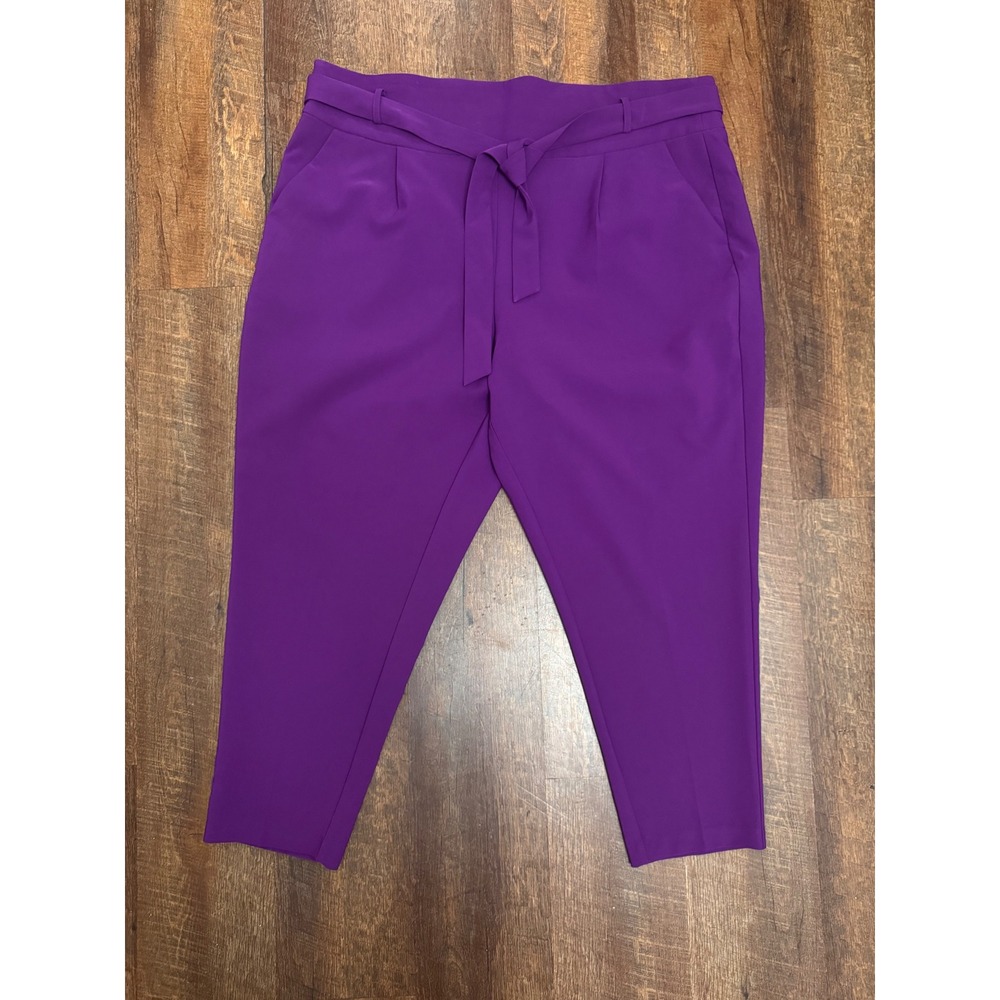 Torrid Purple Belted Tapered Ankle Pants Plus Size 22 Stretch Pockets